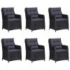 9 pcs conjunto de jantar para jardim vime PE preto - Image 2