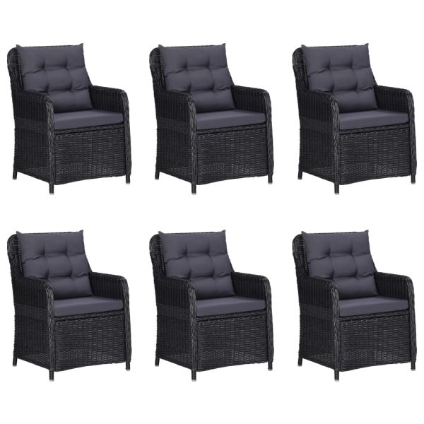 9 pcs conjunto de jantar para jardim vime PE preto - Image 2