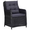 9 pcs conjunto de jantar para jardim vime PE preto - Image 3