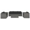 9 pcs conjunto lounge de jardim c/ almofadões vime PE cinzento - Image 3