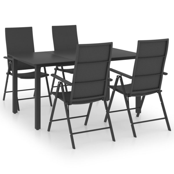 5 pcs conjunto de jantar para jardim preto - Image 2