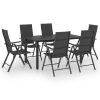 7 pcs conjunto de jantar para jardim preto - Image 2