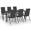 7 pcs conjunto de jantar para jardim preto - Image 2