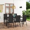7 pcs conjunto de jantar para jardim preto