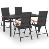 5 pcs conjunto de jantar para jardim preto e castanho - Image 2