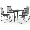 5 pcs conjunto de jantar para jardim vime de PVC preto - Image 2
