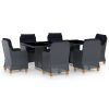 7 pcs conj. jantar exterior c/ almofadões vime PE cinza-escuro