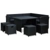 6 pcs conjunto lounge de jardim c/ almofadões vime PE preto - Image 3