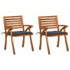 Cadeiras de jantar jardim c/ almofadões 2 pcs acácia maciça