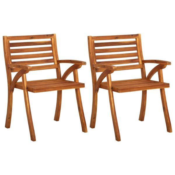 Cadeiras de jantar p/ jardim c/ almofadões 2 pcs acácia maciça - Image 2