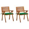 Cadeiras de jantar p/ jardim c/ almofadões 2 pcs acácia maciça