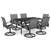 7 pcs conjunto de jantar para jardim textilene e aço - Image 2