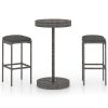 3 pcs conjunto de bar p/ jardim c/ almofadões vime PE cinzento - Image 2