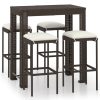 5 pcs conjunto de bar p/ jardim com almofadões vime PE castanho - Image 2