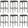 5 pcs conjunto de bar p/ jardim c/ almofadões vime PE cinzento - Image 3