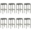 9 pcs conjunto de bar p/ jardim c/ almofadões vime PE cinzento - Image 3