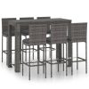 7 pcs conjunto de bar exterior c/ almofadões antracite vime PE - Image 2