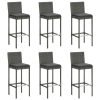 7 pcs conjunto de bar exterior c/ almofadões antracite vime PE - Image 3
