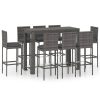 9 pcs conjunto de bar exterior c/ almofadões antracite vime PE - Image 2