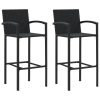 3 pcs conjunto bar exterior c/ apoio de braços vime PE preto - Image 3