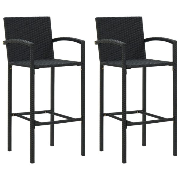 3 pcs conjunto bar exterior c/ apoio de braços vime PE preto - Image 3