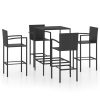 5 pcs conjunto de bar para jardim vime PE preto - Image 2
