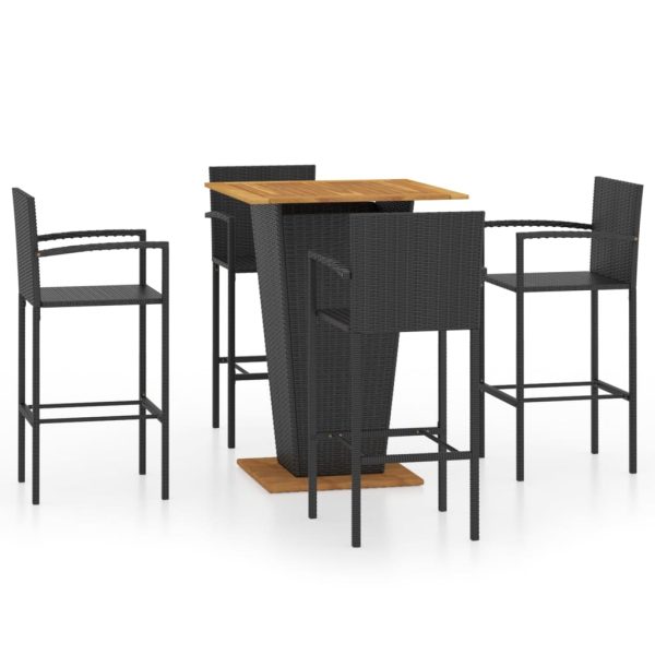 5 pcs conjunto de bar para jardim preto - Image 2