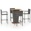 5 pcs conjunto de bar para jardim cinzento - Image 2