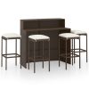 5 pcs conjunto de bar para jardim com almofadões castanho - Image 2