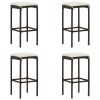 5 pcs conjunto de bar para jardim com almofadões castanho - Image 3