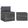 2 pcs conjunto lounge de paletes com almofadões pinho maciço