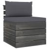 2 pcs conjunto lounge de paletes com almofadões pinho maciço - Image 2