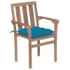 Cadeiras de jardim c/ almofadões azul-claro 2 pcs teca maciça - Image 2