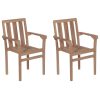 Cadeiras de jardim c/ almofadões azul-claro 2 pcs teca maciça - Image 3