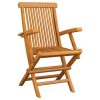 Cadeiras de jardim c/ almofadões cinzentos 2 pcs teca maciça - Image 3