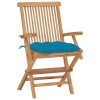 Cadeiras de jardim c/ almofadões azul-claro 2 pcs teca maciça - Image 2