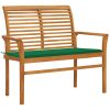 Banco de jardim c/ almofadão verde 112 cm teca maciça