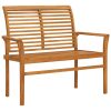 Banco de jardim c/ almofadão xadrez cinzento 112cm teca maciça - Image 2