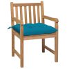 Cadeiras de jardim c/ almofadões azul-claro 2 pcs teca maciça - Image 2