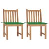 Cadeiras de jardim c/ almofadões 2 pcs teca maciça