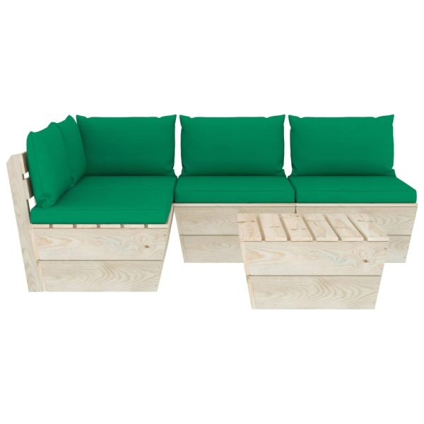 5 pcs conjunto lounge de paletes + almofadões madeira de abeto - Image 3