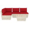 5 pcs conjunto lounge de paletes + almofadões madeira de abeto - Image 3