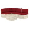 5 pcs conjunto lounge de paletes + almofadões madeira de abeto - Image 2