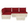 5 pcs conjunto lounge de paletes + almofadões madeira de abeto - Image 3