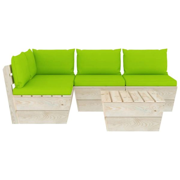 5 pcs conjunto lounge de paletes + almofadões madeira de abeto - Image 3