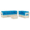 6 pcs conjunto lounge de paletes + almofadões madeira de abeto - Image 2