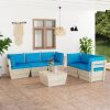 6 pcs conjunto lounge de paletes + almofadões madeira de abeto