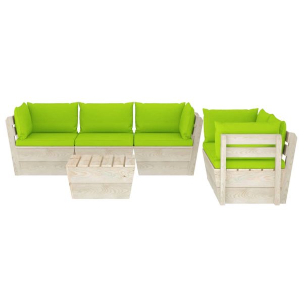 6 pcs conjunto lounge de paletes + almofadões madeira de abeto - Image 3