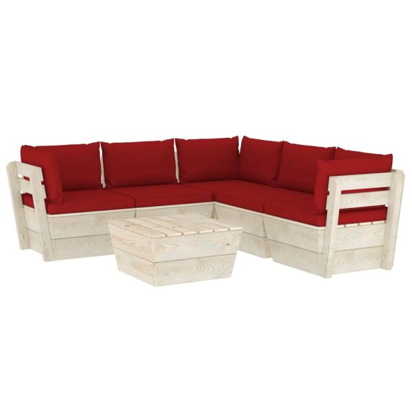 6 pcs conjunto lounge de paletes + almofadões madeira de abeto - Image 2