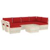 7 pcs conjunto lounge de paletes + almofadões madeira de abeto - Image 2